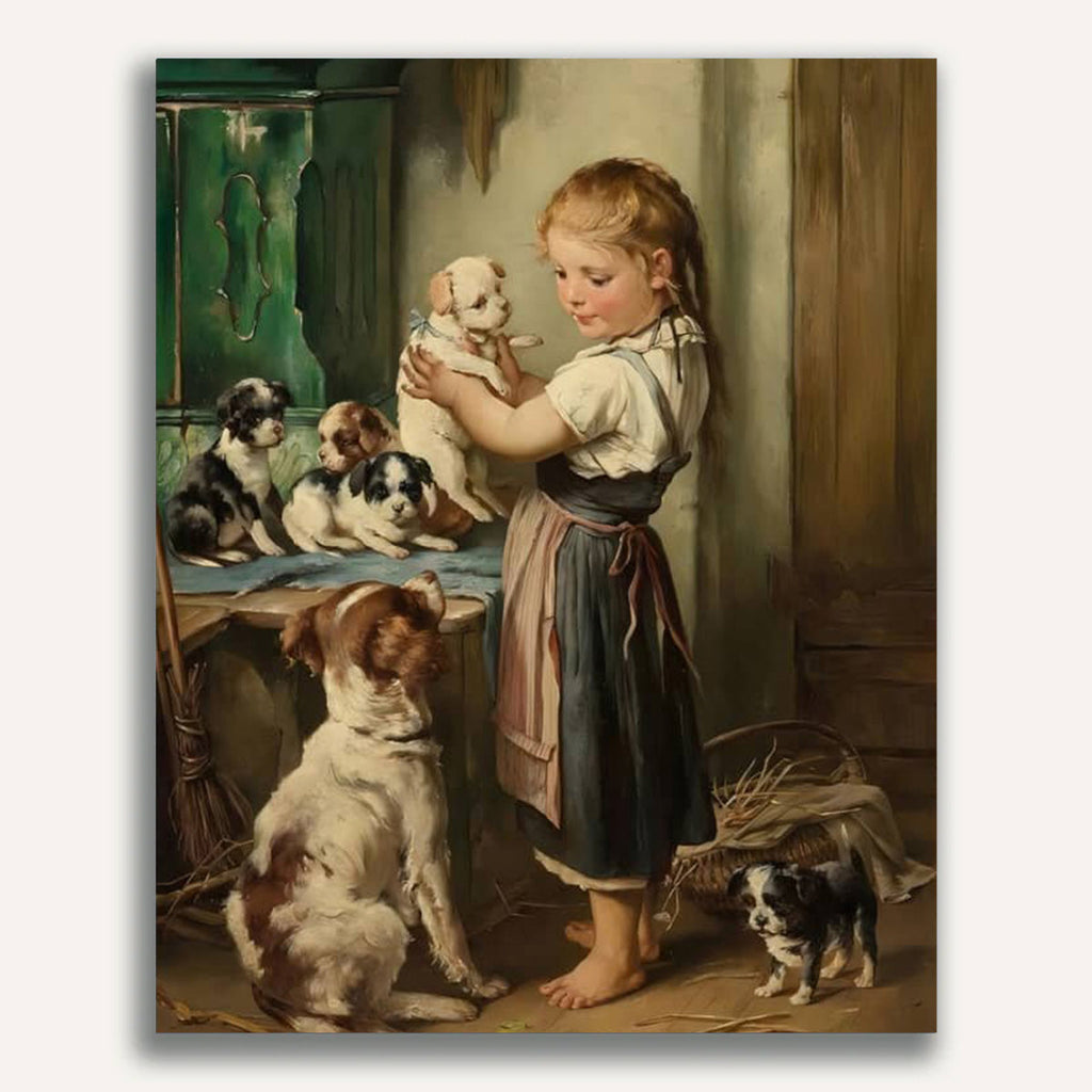 Paint by Numbers - Child with dog puppy