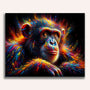 Paint by Numbers - Chimpanzee with colorful fur on dark background