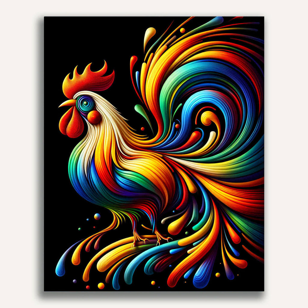 Paint by Numbers - Rooster, Abstract cartoon