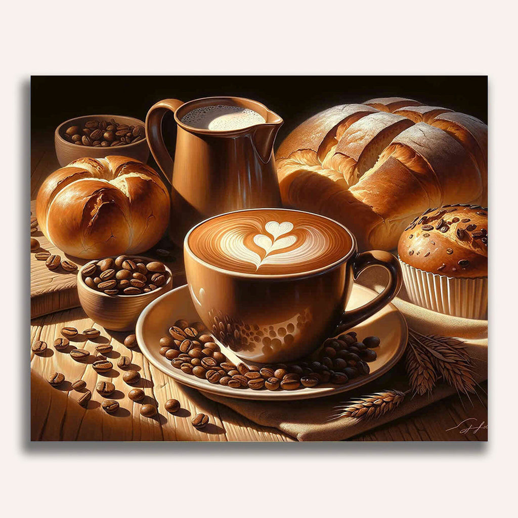 Paint by Numbers - Coffee and bread