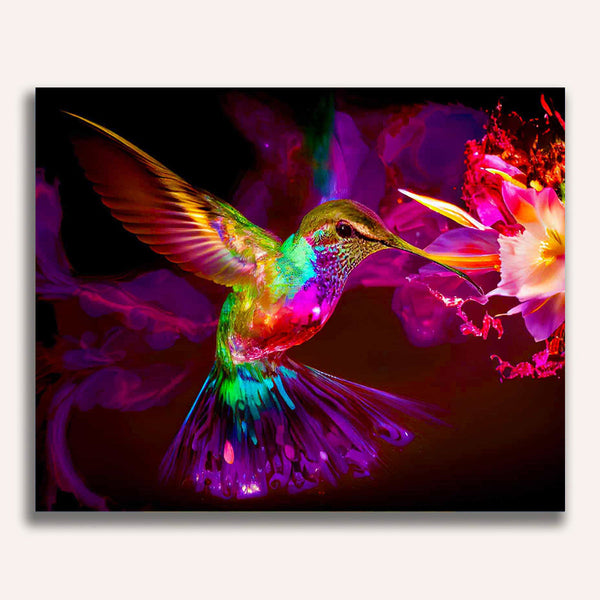 Paint by Numbers - Hummingbird, Abstract colorful