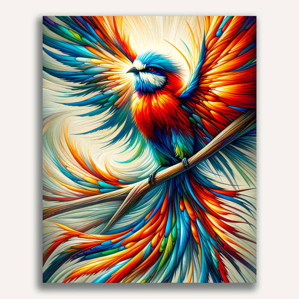 Paint by Numbers - Colorful Feathered Bird on Branch