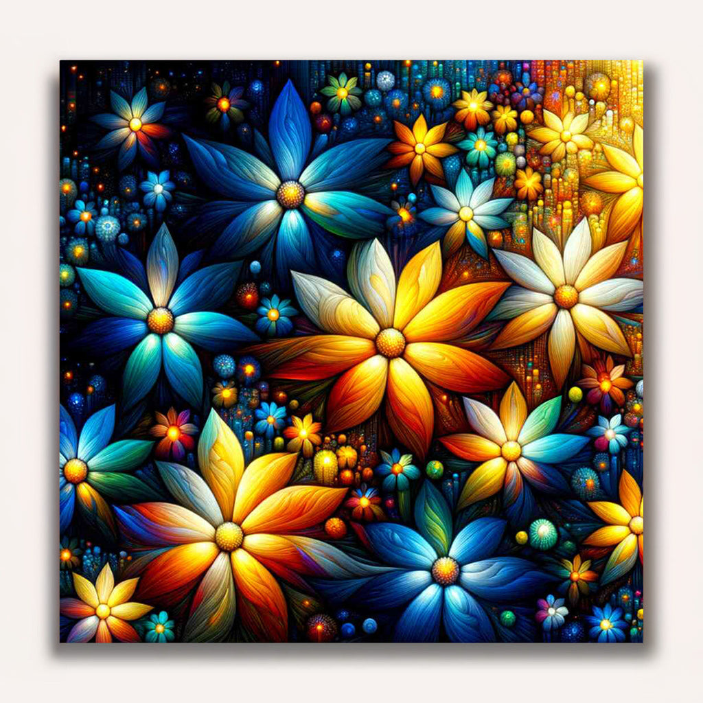 Paint by Numbers - Colorful Flowers on Black