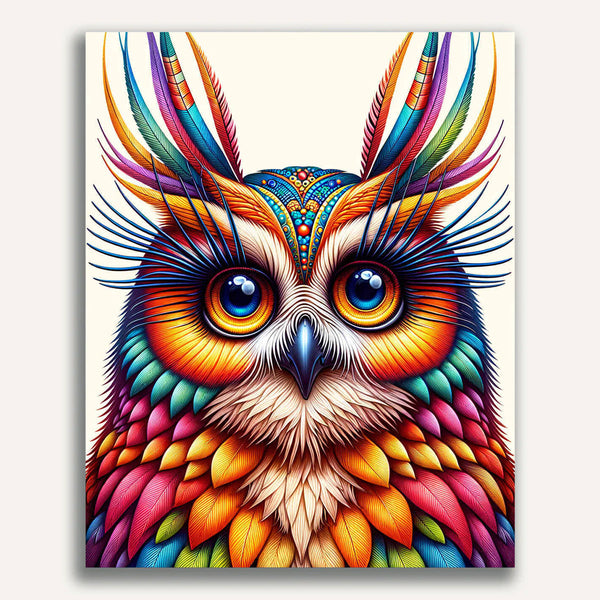 Paint by Numbers - Colorful owl with long eyelashes