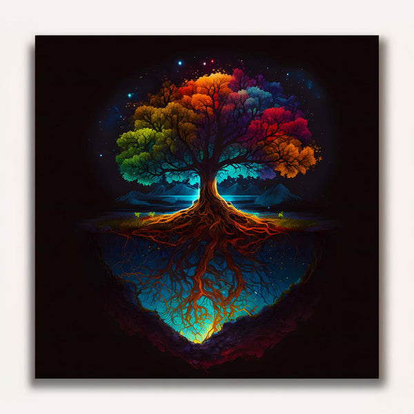 Paint by Numbers - Colorful tree at night