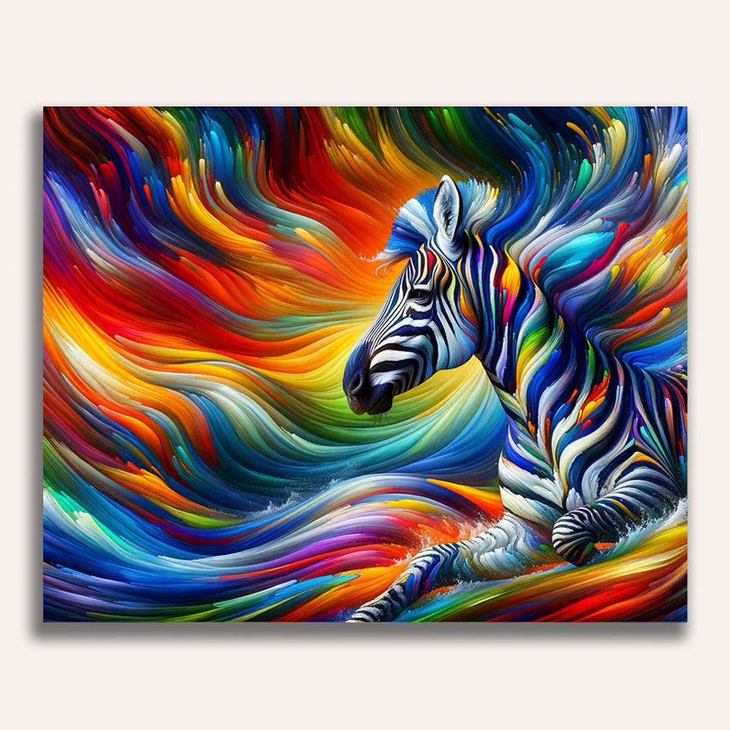 Paint by Numbers - Colorful water zebra