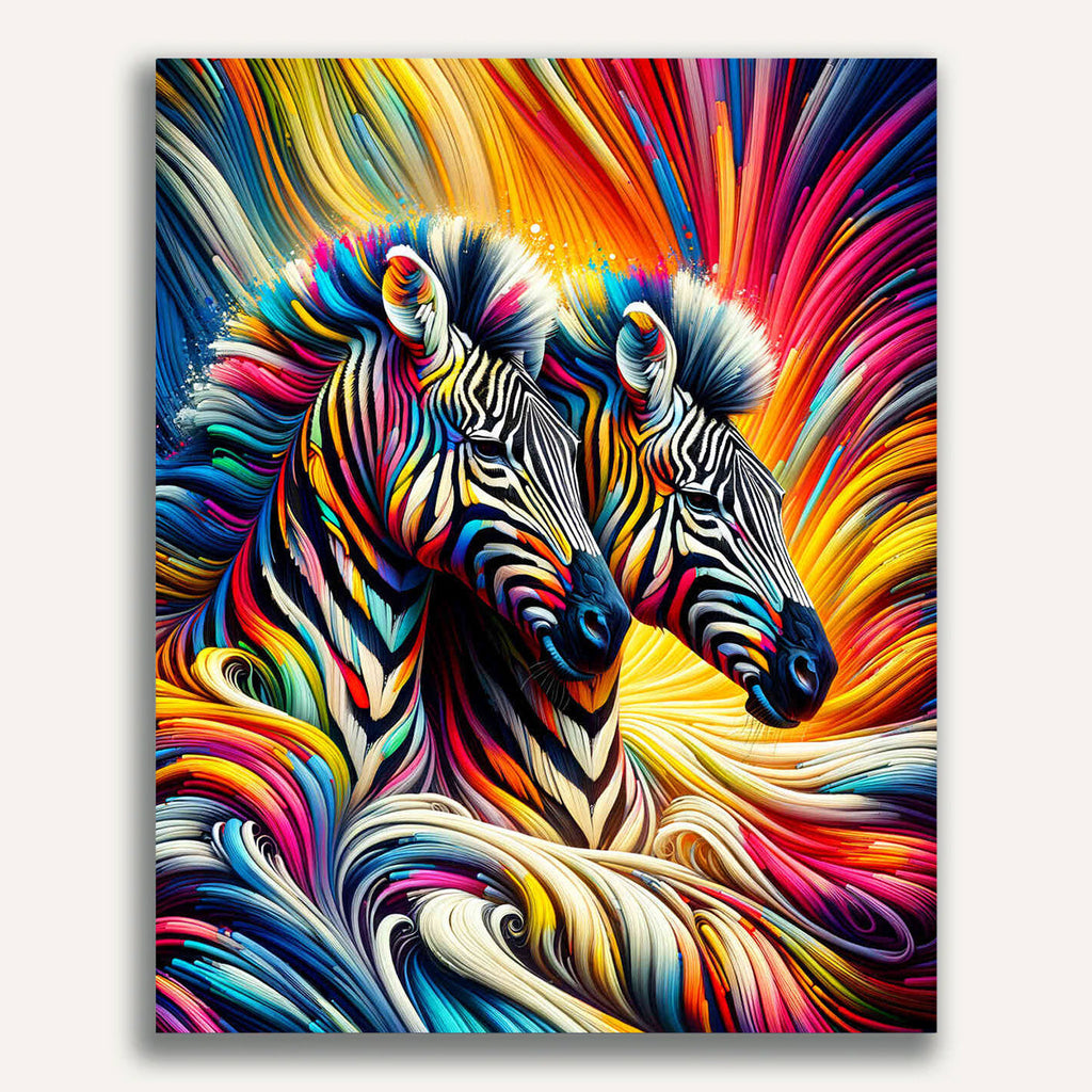 Paint by Numbers - Colorful Zebra Couple