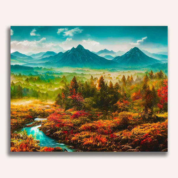 Paint by Numbers - Coniferous forest mountains