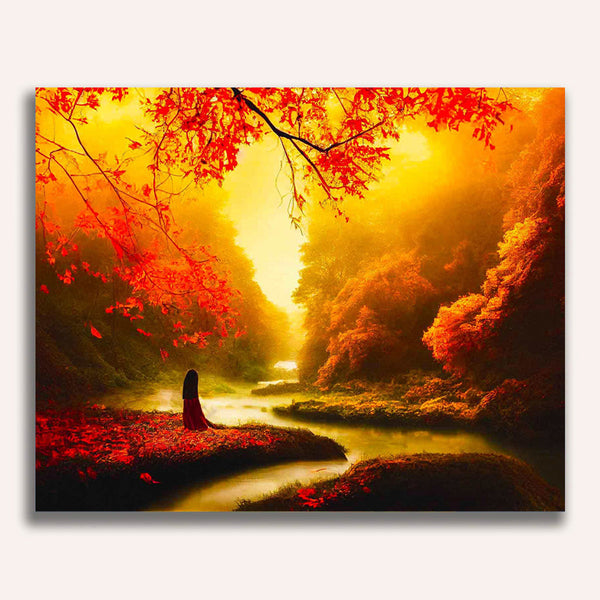 Paint by Numbers - Curvy river in autumn