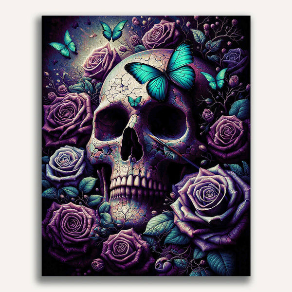 Paint by Numbers - Skull with butterfly