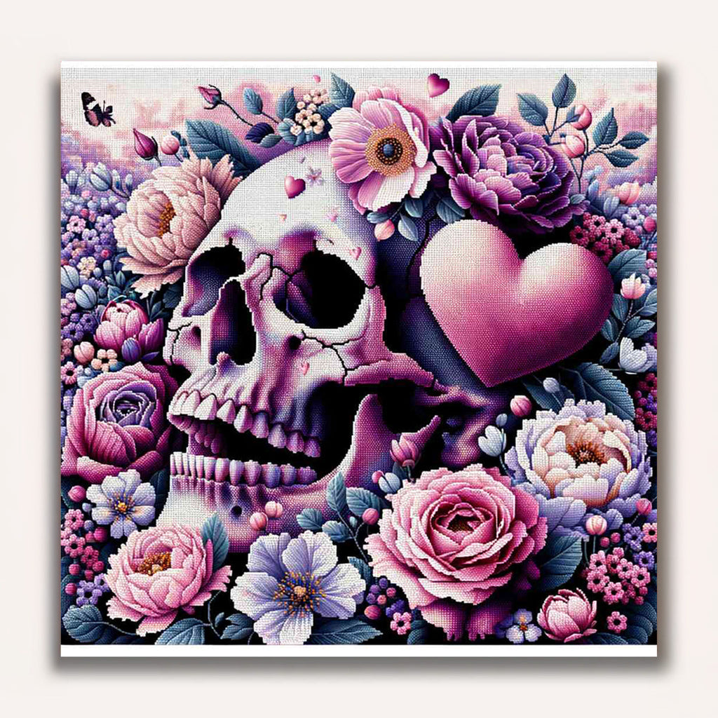 Paint by Numbers - Skulls, heart flowers