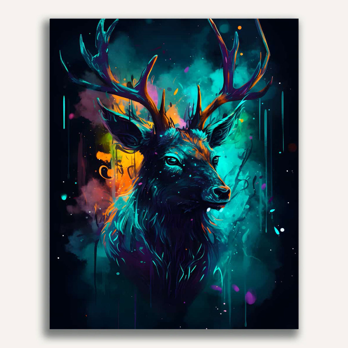 Paint by Numbers - Deer portrait at night