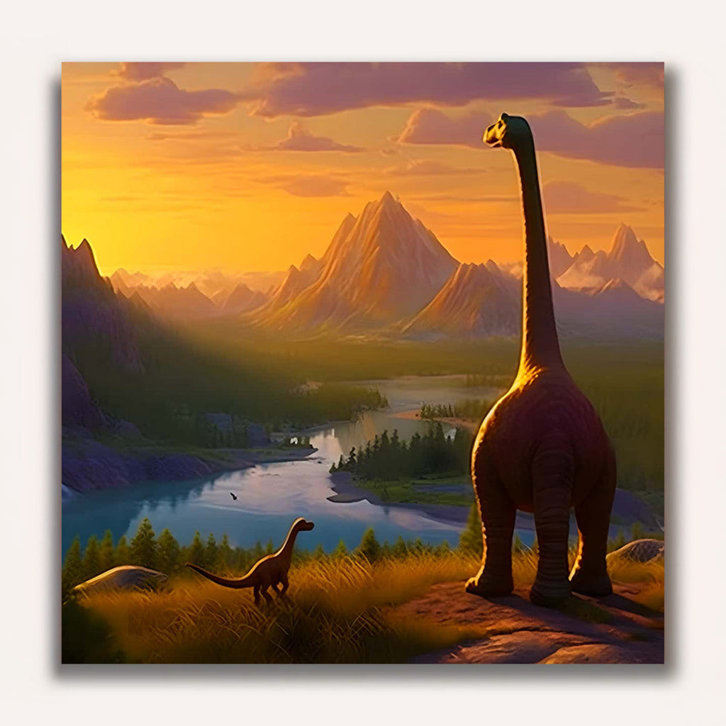 Paint by Numbers - Dinosaur in front of nature