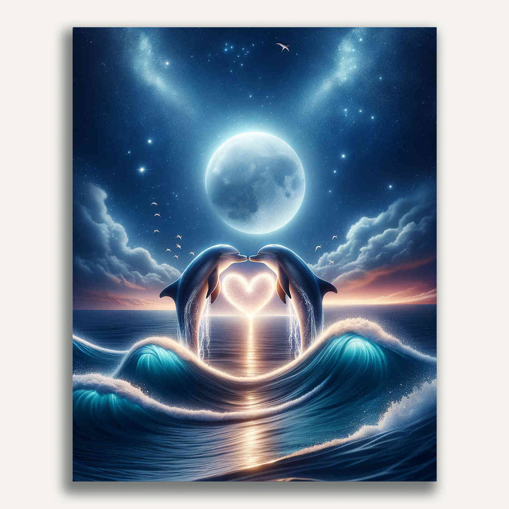 Paint by Numbers - Dolphins heart