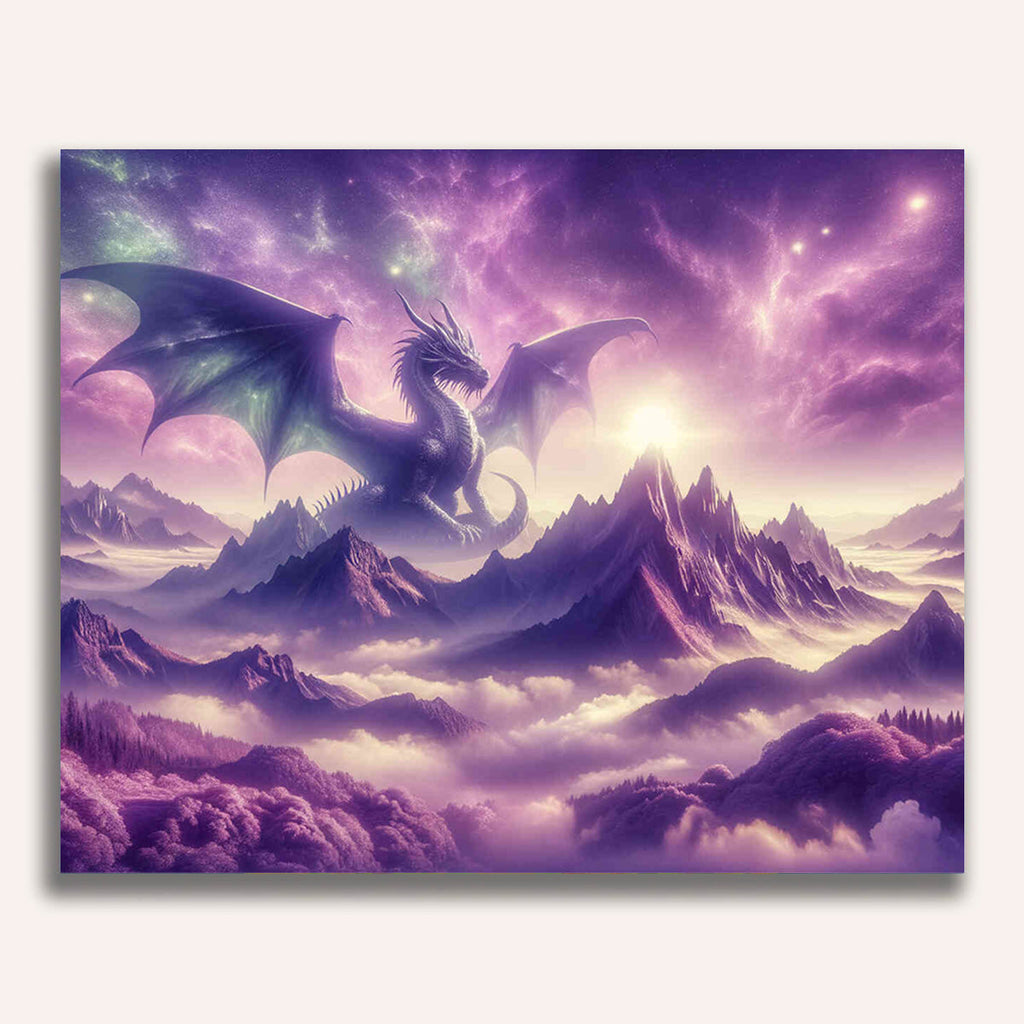 Paint by Numbers - Dragon, purple sky