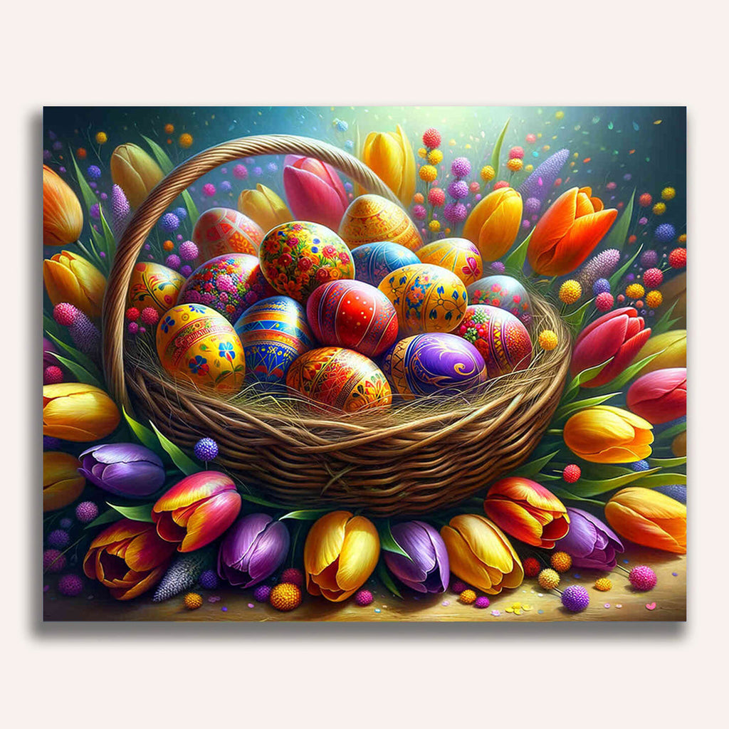 Paint by Numbers - Easter nest, tulips