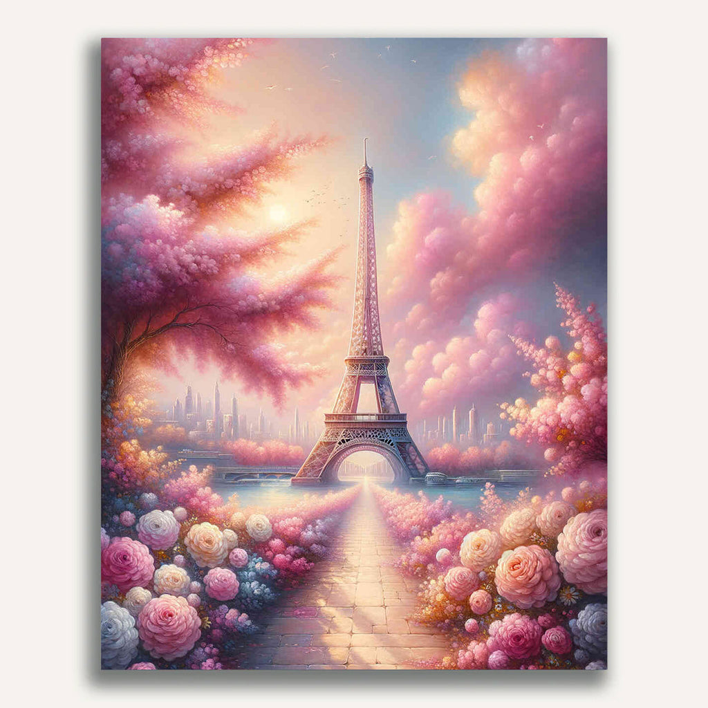 Paint by Numbers - Egg Tower in Rosablutenpracht