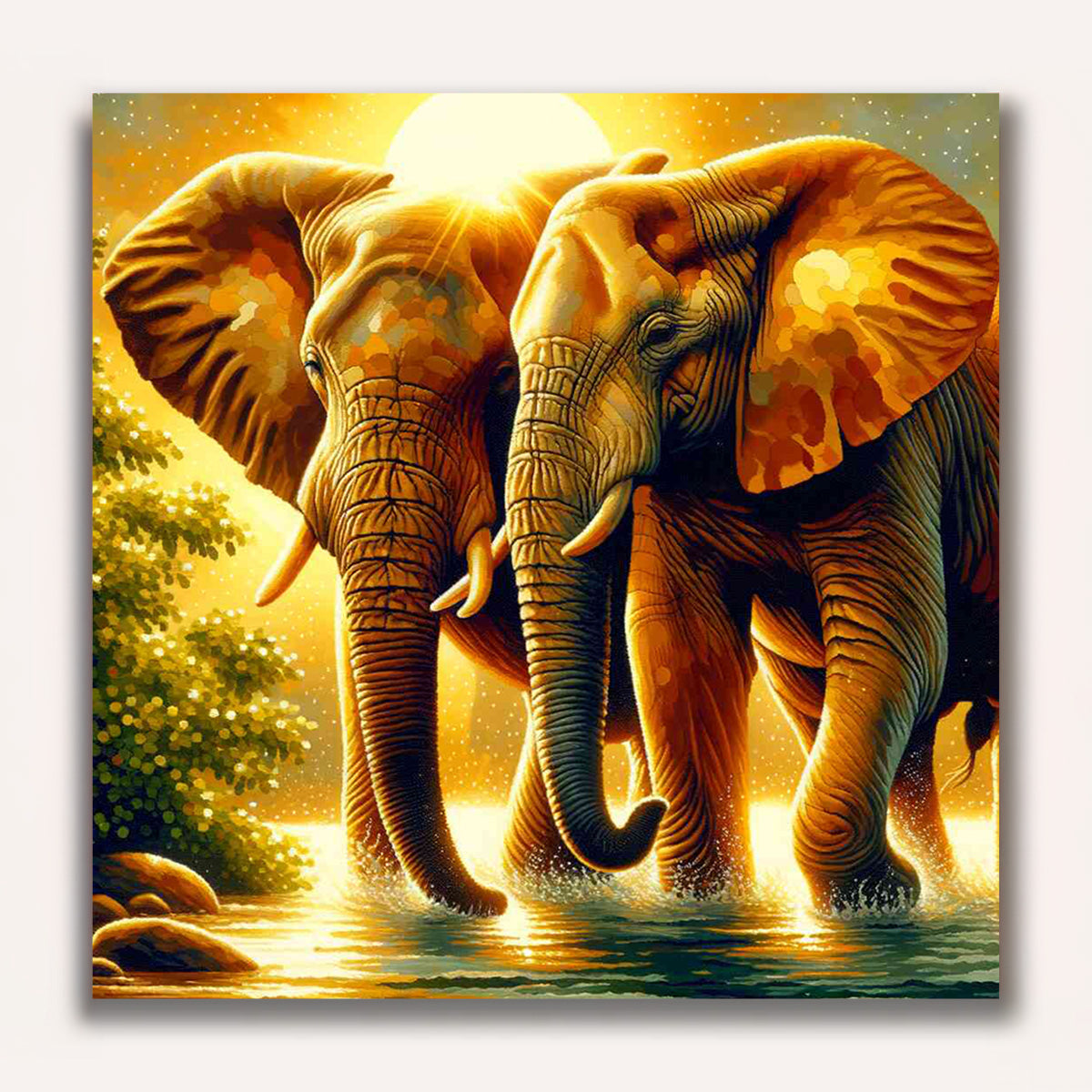 Paint by Numbers - Elephant Couple Africa