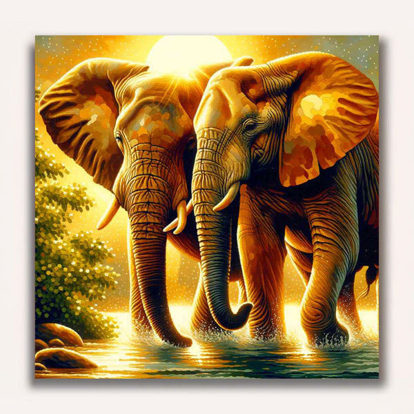 Paint by Numbers - Elephant Couple Africa