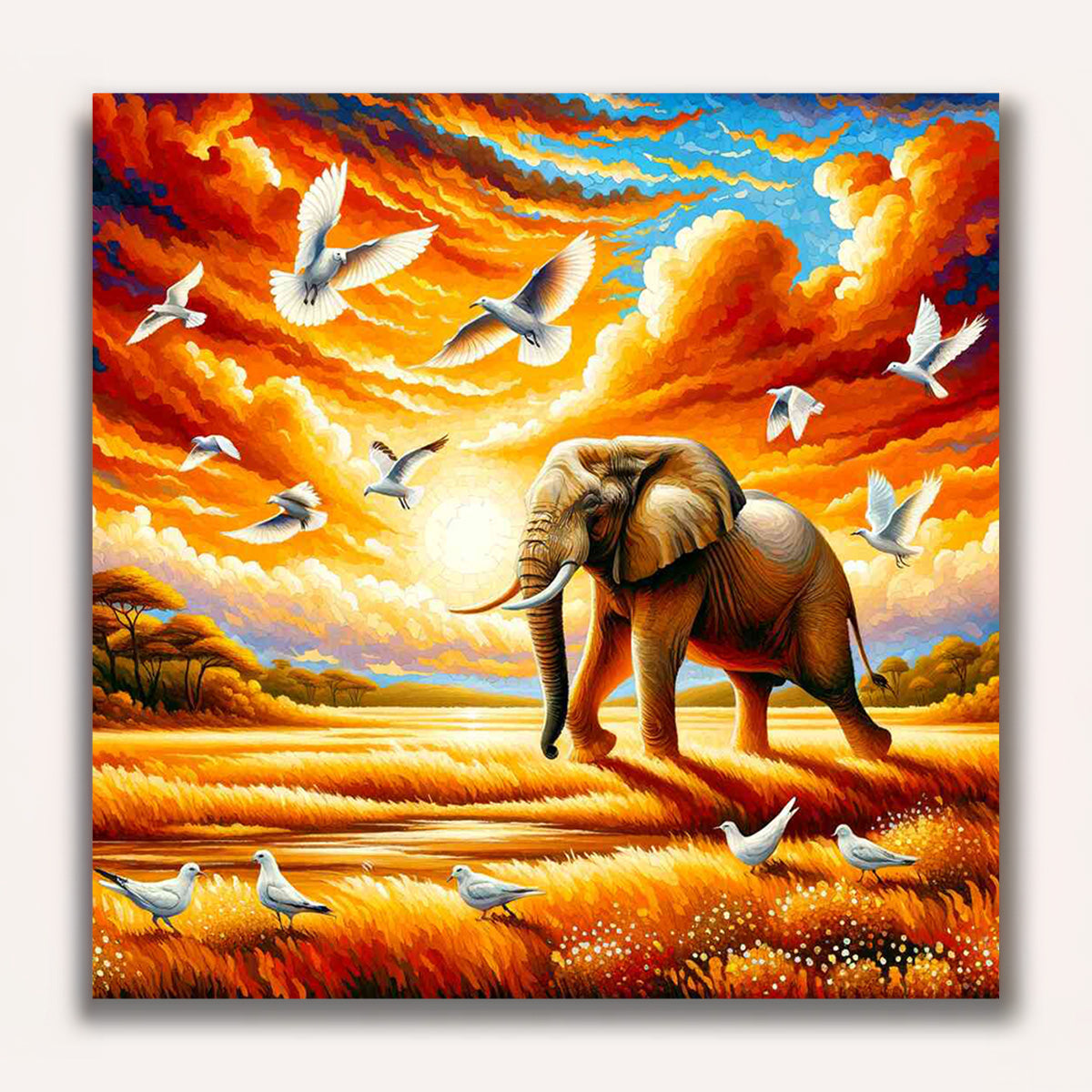 Paint by Numbers - Elephant with Birds