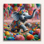 Paint by Numbers - Elephant with flowers, cartoon