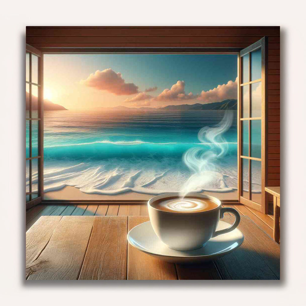 Paint by Numbers - Enjoying coffee by the sea