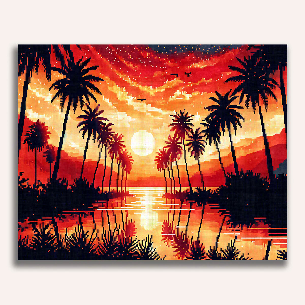 Paint by Numbers - Evening red palm trees