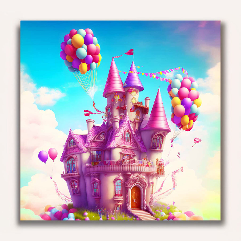 Paint by Numbers - Fairy tale castle with balloons