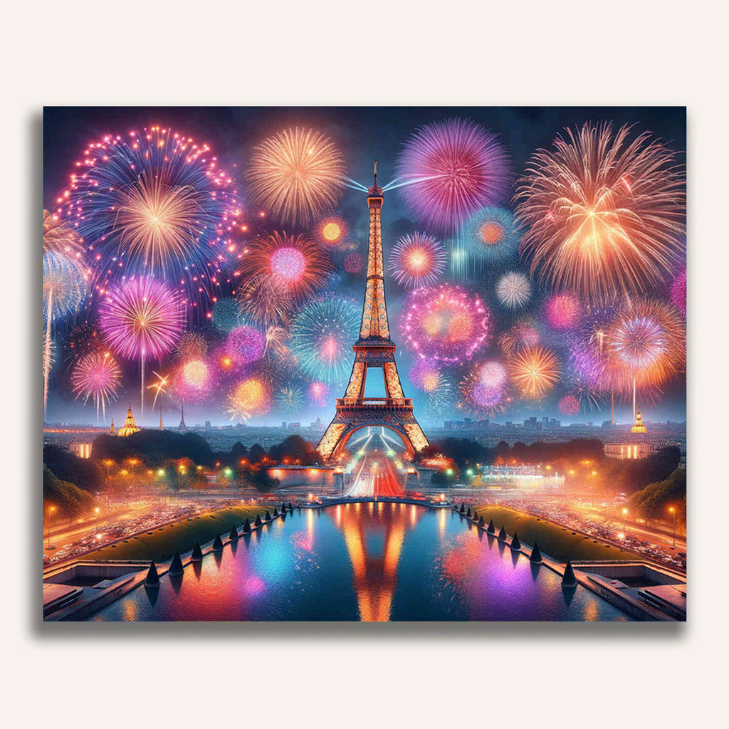 Paint by Numbers - Fireworks Paris, Eiffel Tower
