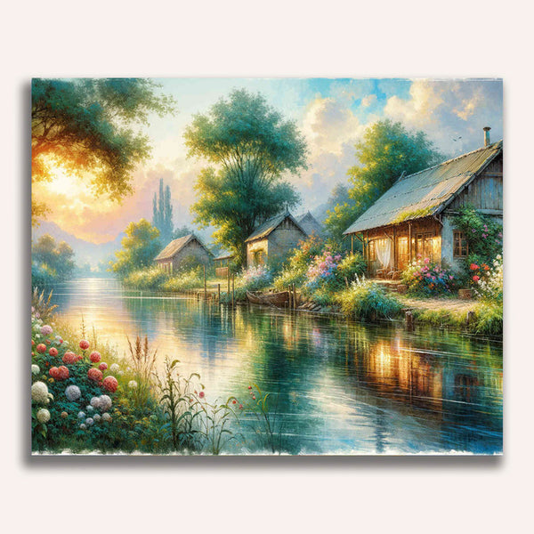 Paint by Numbers - Fishing house on the river