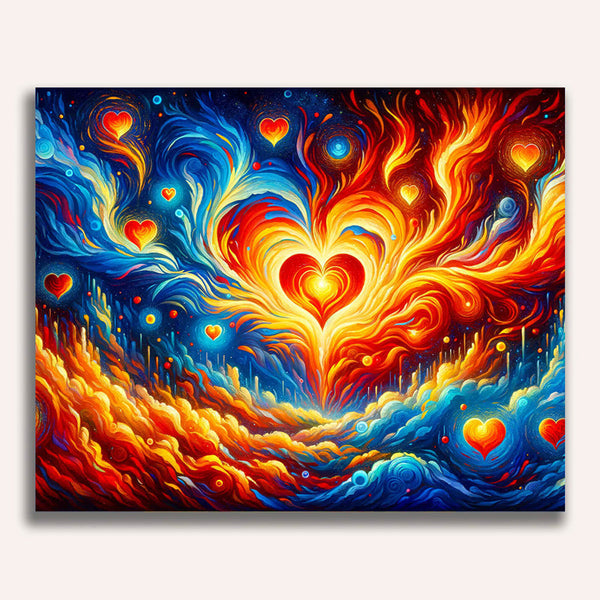 Paint by Numbers - Flaming Hearts