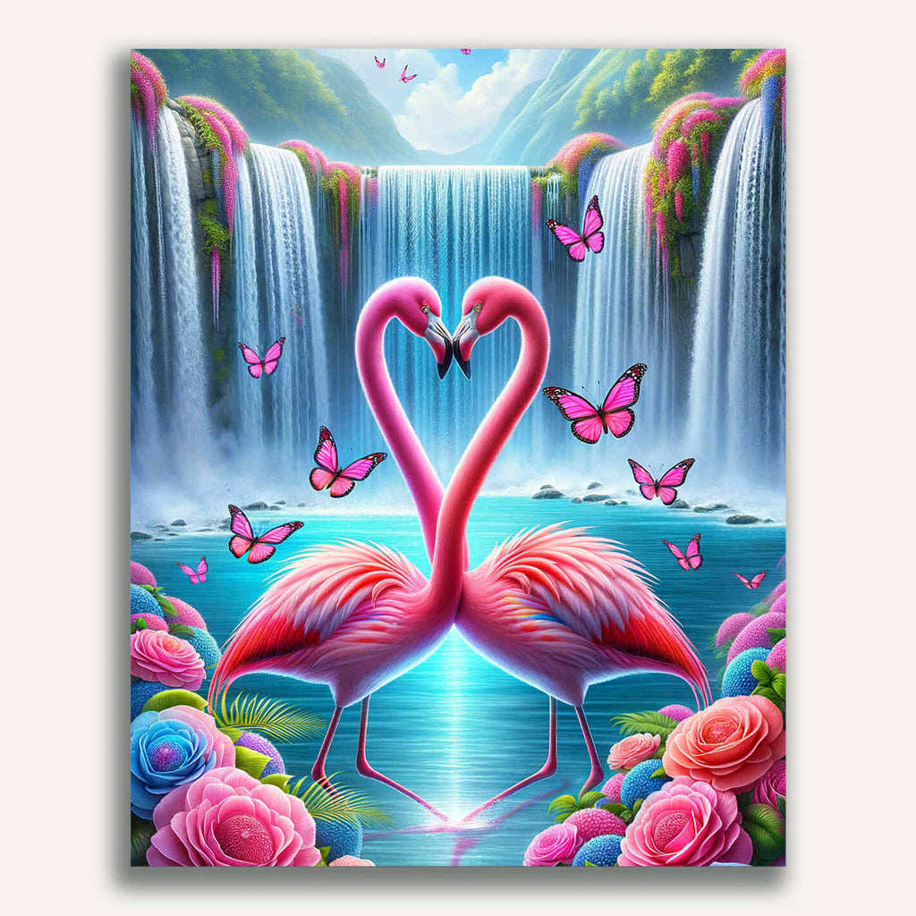 Paint by Numbers - Flamingo Heart Waterfall