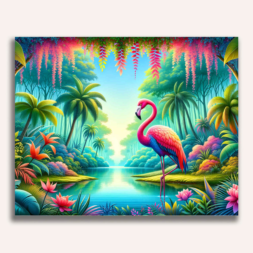 Paint by Numbers - Flamingo Paradise: A harmony in pink and green