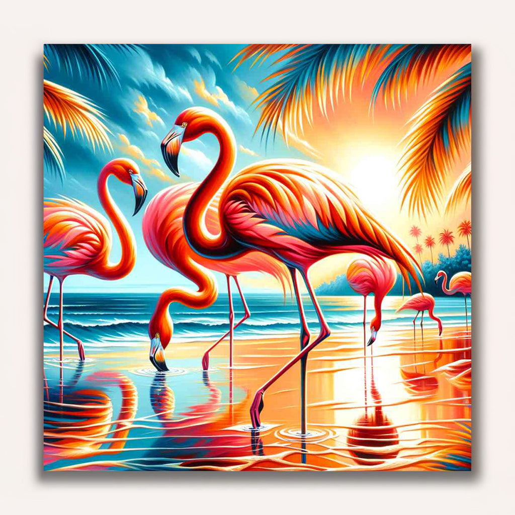 Paint by Numbers - Flamingos by the sea