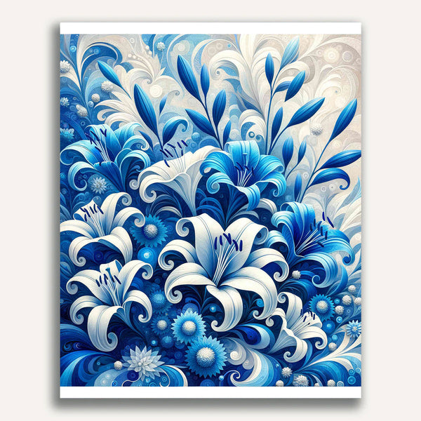 Paint by Numbers - Bouquet of flowers in blue