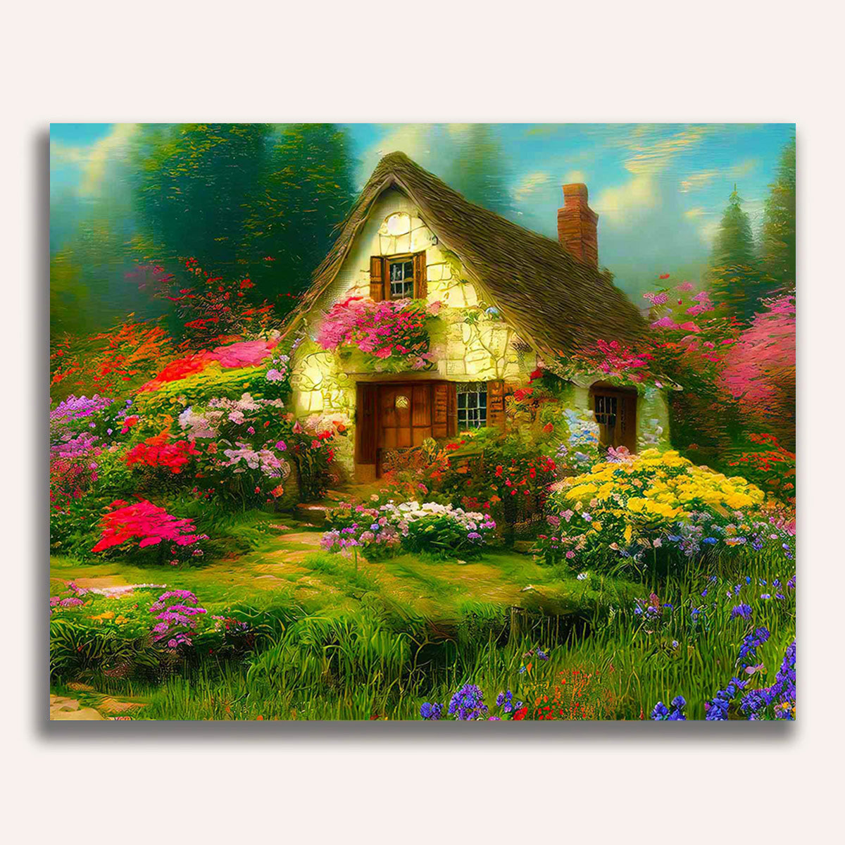 Paint by Numbers - Flower house, vintage
