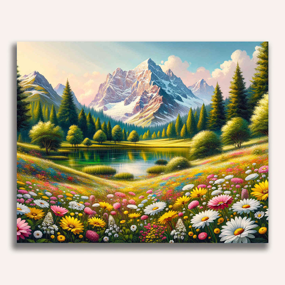 Paint by Numbers - Flower meadow and Zugspitze
