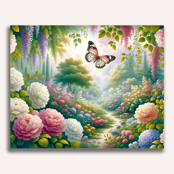 Paint by Numbers - Flower Tendril with Butterfly