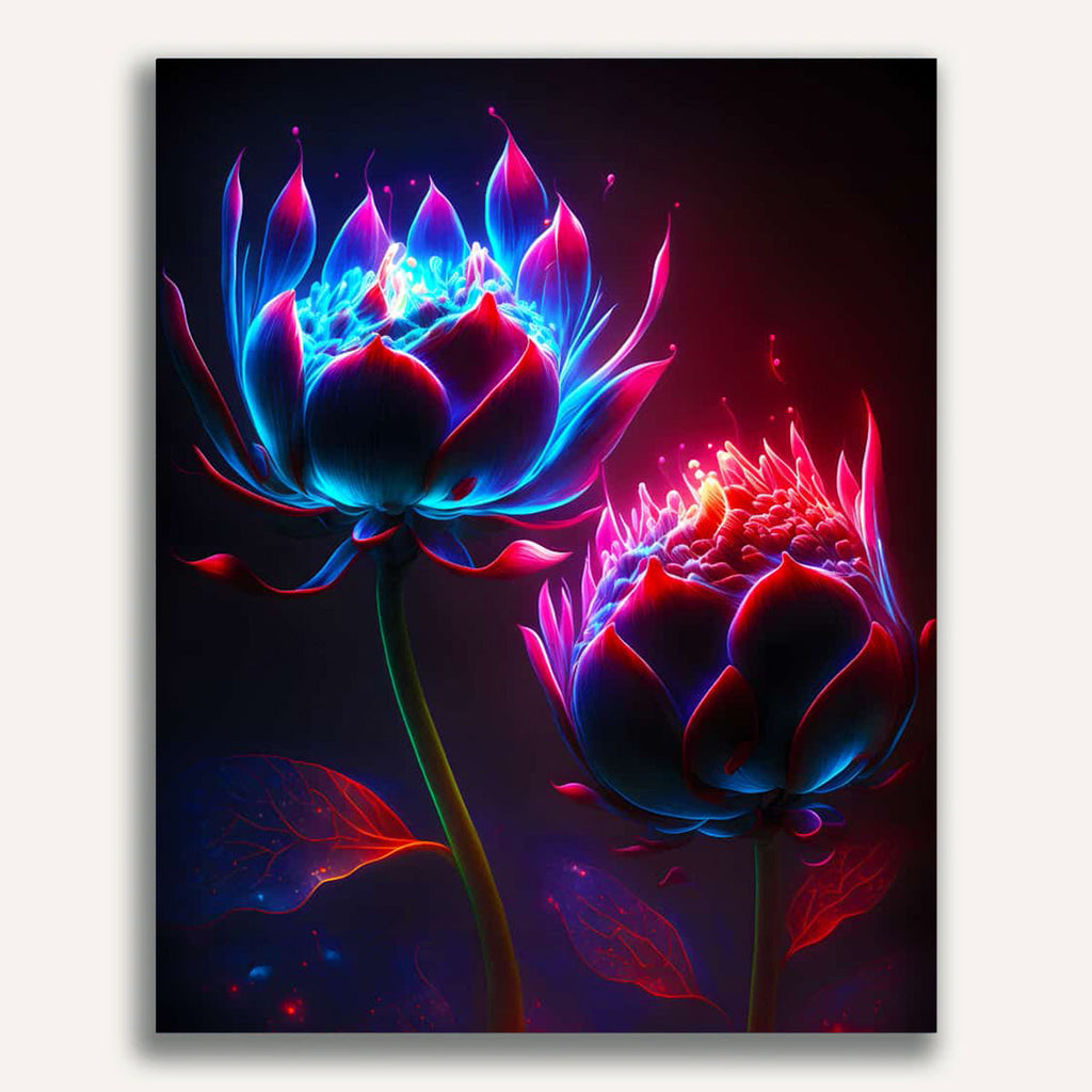 Paint by Numbers - Flower heads at night