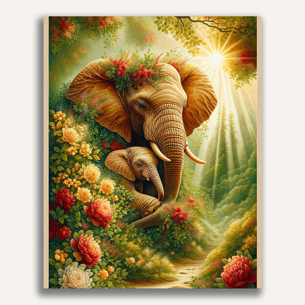 Paint by Numbers - Floral elephants