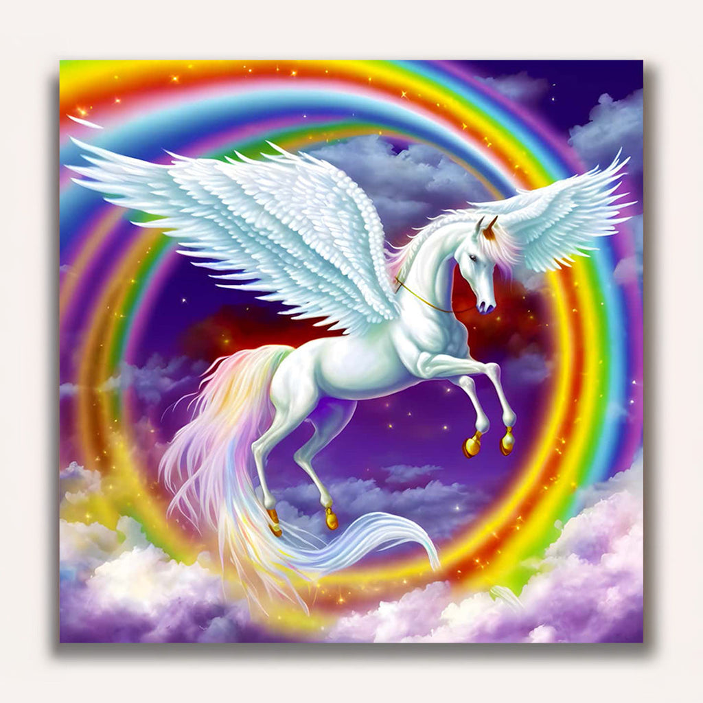Paint by Numbers - Flying unicorn in the rainbow