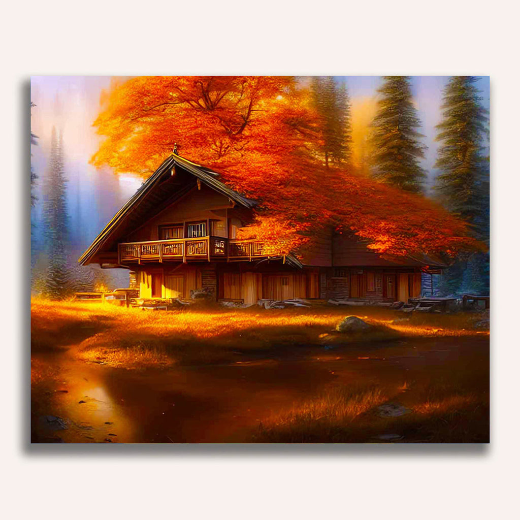 Paint by Numbers - Forest autumn cottage