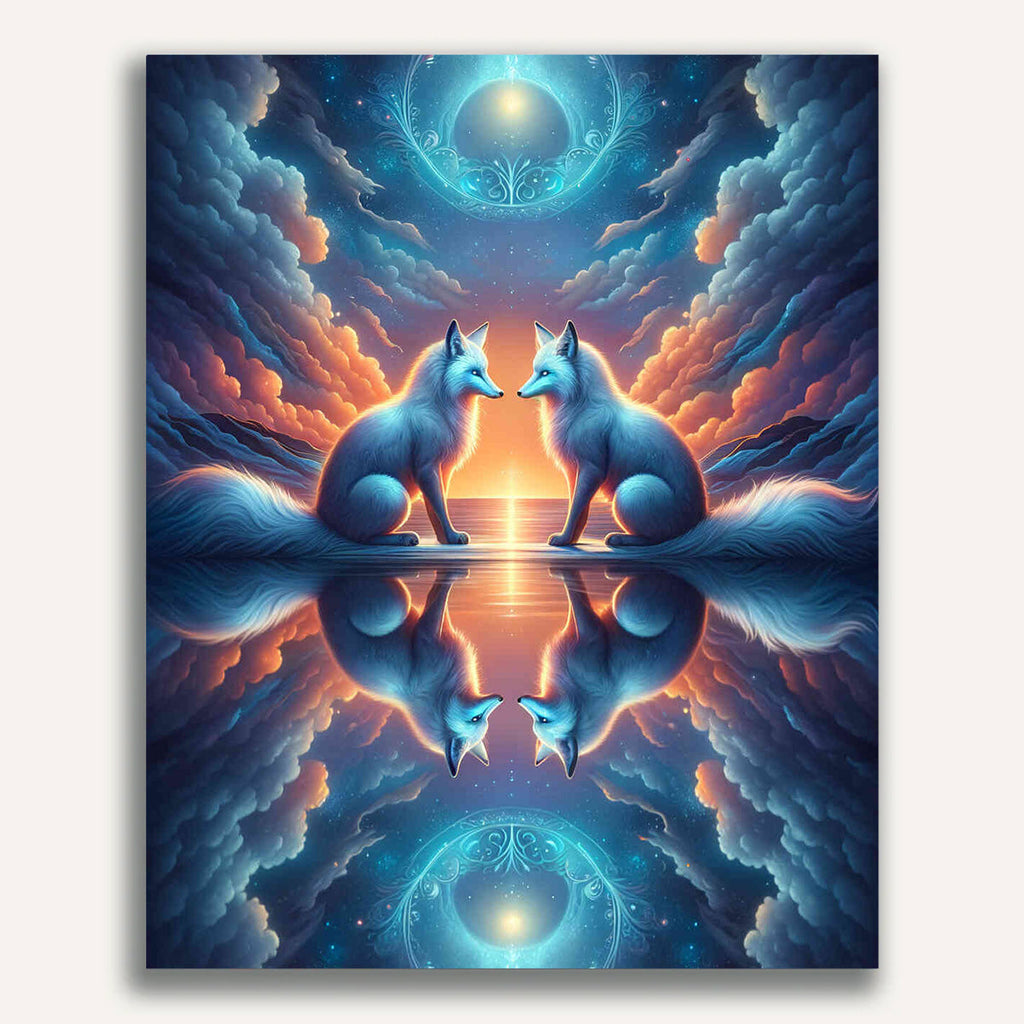 Paint by Numbers - Fox mirror image, colored