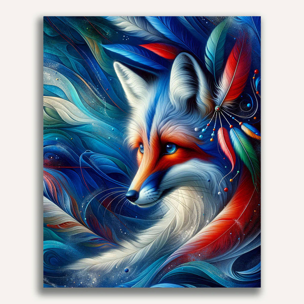 Paint by Numbers - Fox with feather ornament – DIY Paint by Numbers