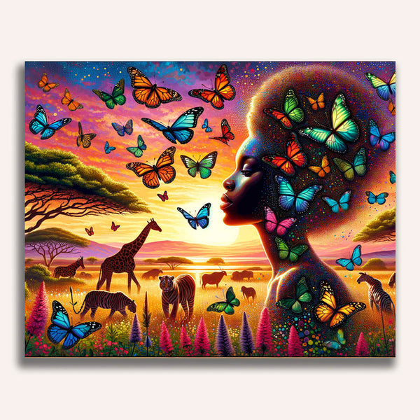 Paint by Numbers - Beauty with butterflies