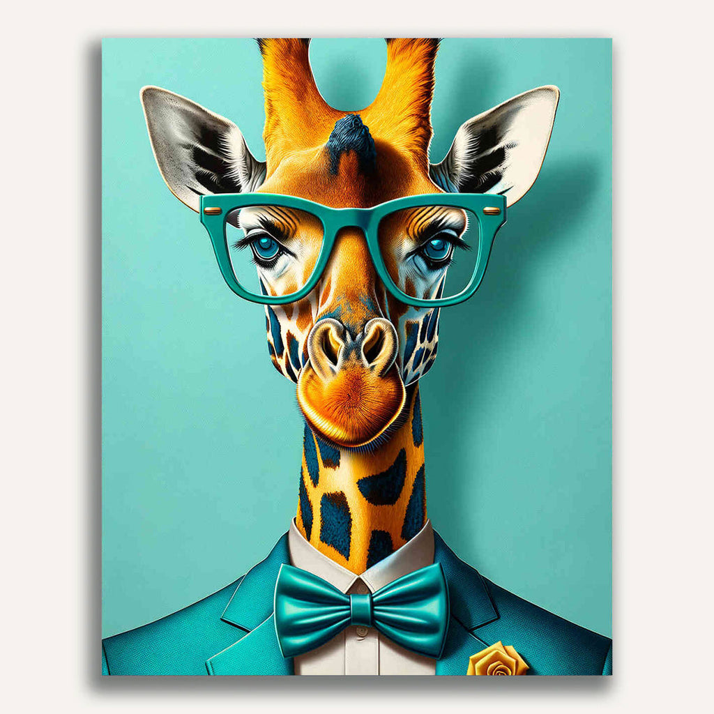 Paint by Numbers - Giraffe with bow tie and glasses