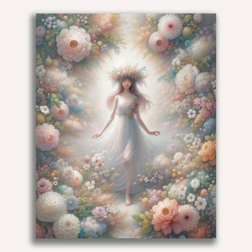 Paint by Numbers - Girl surrounded by flowers