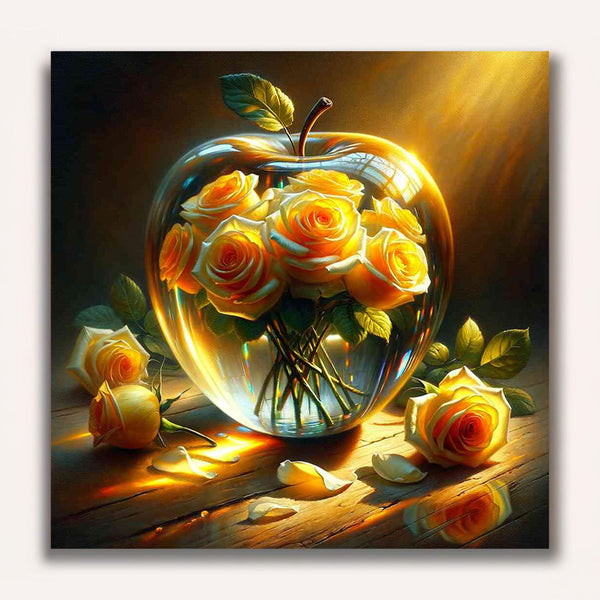 Paint by Numbers - Glass Apple Yellow Roses