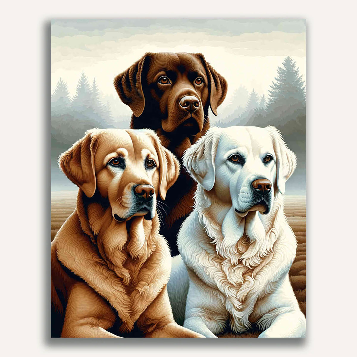 Paint by Numbers - Goldenretriever, Labrador Trio
