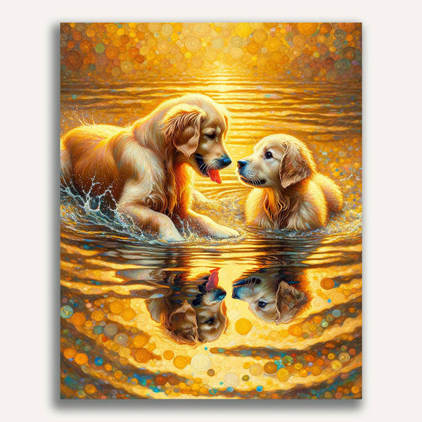 Paint by Numbers - Goldenretriver reflection